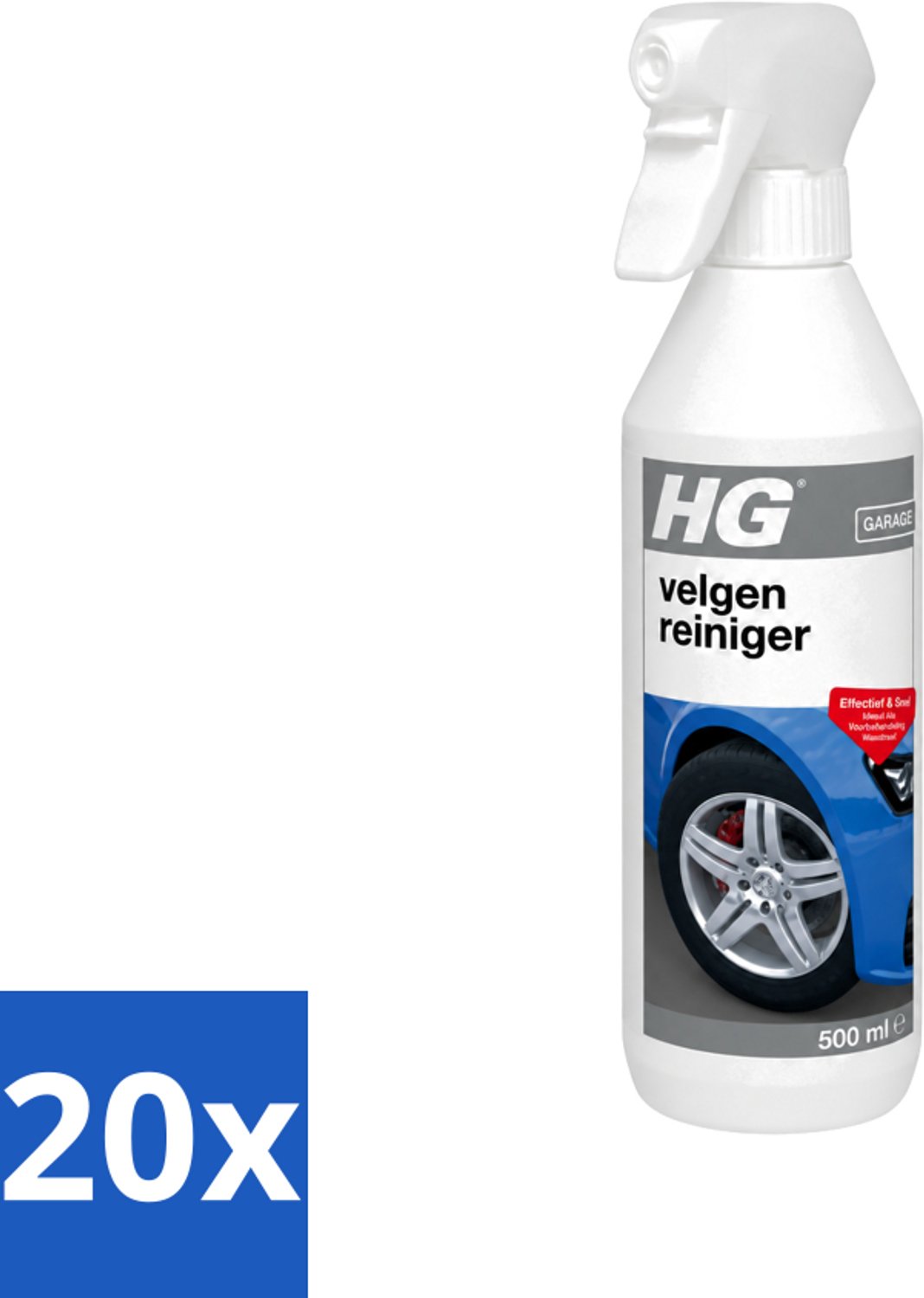 20 x HG - Velgenreiniger - Effectief & Snel - Ideaal Als Voorbehandeling Wasstraat - 500 ml - Voordeelverpakking - 20 stuks