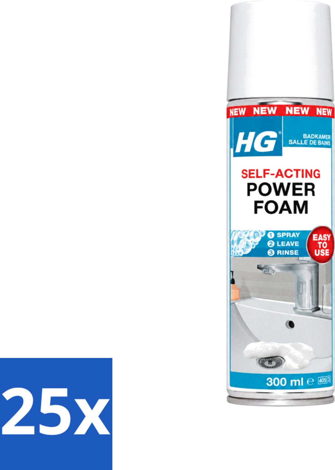 25 x HG - Badkamer - Badkamerreiniger - Power Foam Badkamer - Zelf-Activerend - 300 ml - Voordeelverpakking - 25 stuks
