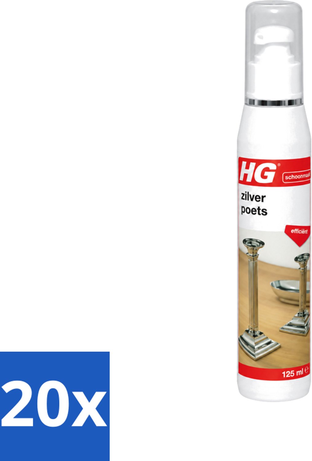 20 x HG - Zilverpoets Gel - Efficiënt - Optimale Glans & Krast Niet - 125 ml - Voordeelverpakking - 20 stuks