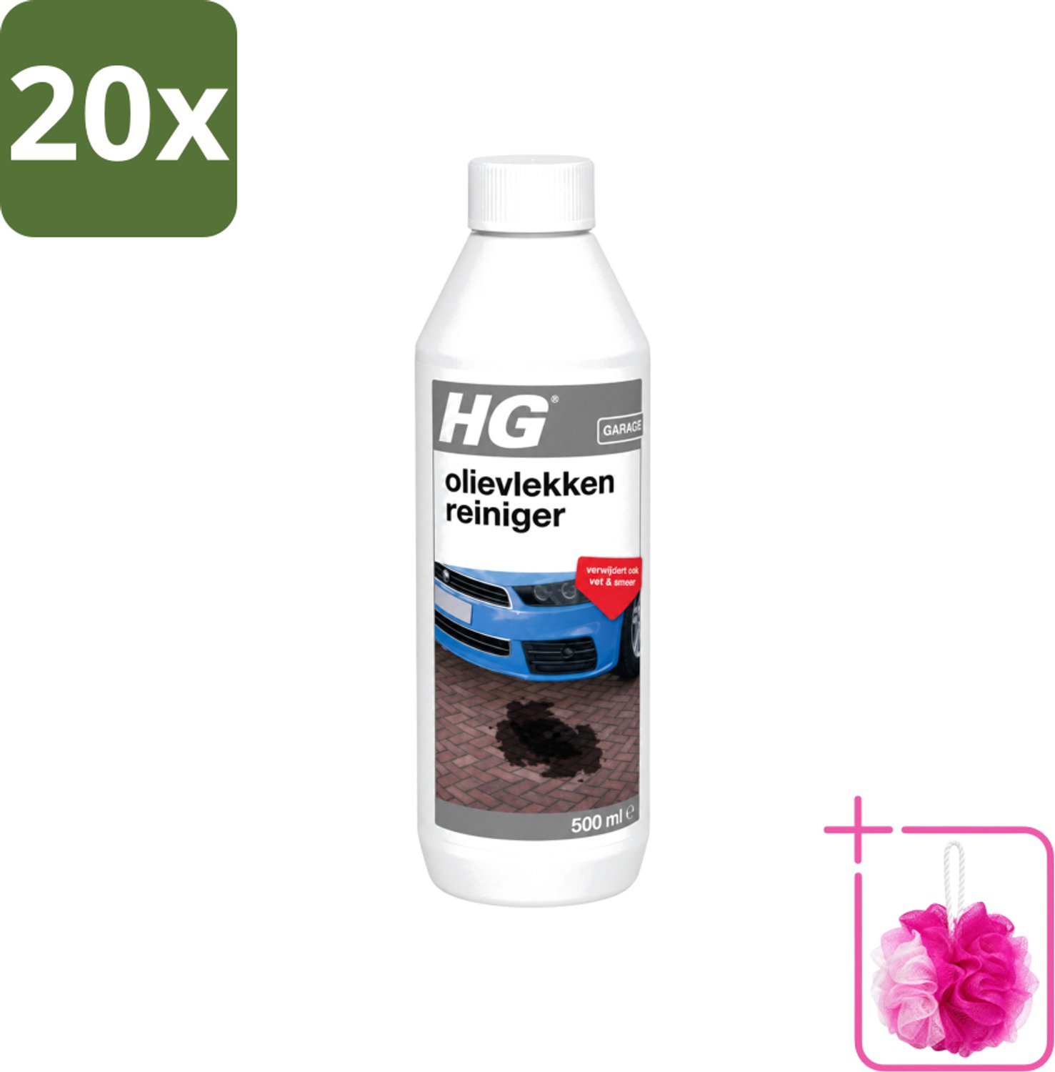 20 x HG - Olievlekkenreiniger - Verwijdert Ook Vet & Smeer - 500 ml - Bulkverpakking - Olievlekkenreiniger - Douchemop - Vetvlekken