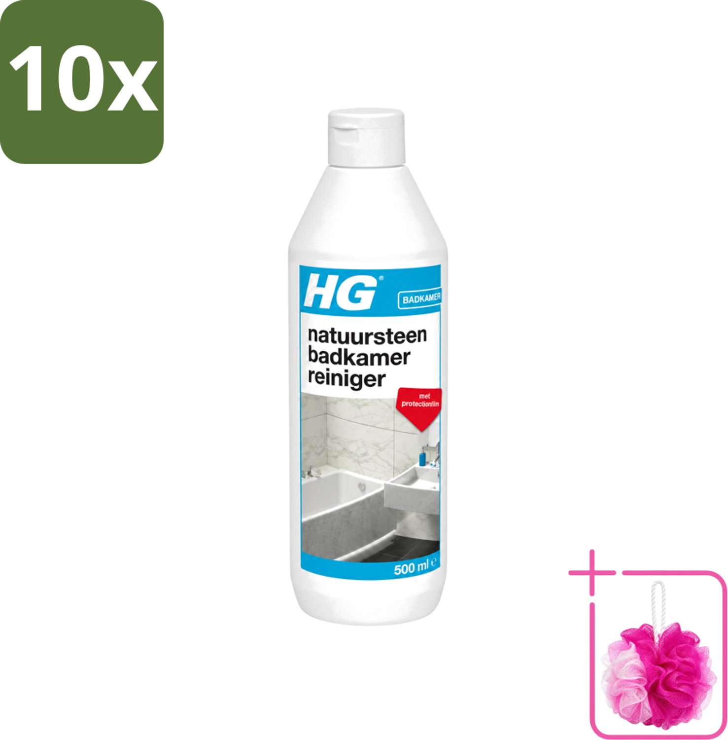 10 x HG - Natuursteen Badkamerreiniger - Beschermt & Reinigt - 500 ml - Bulkverpakking - Badkamerreiniger - Douchemop - Natuursteen reinigen