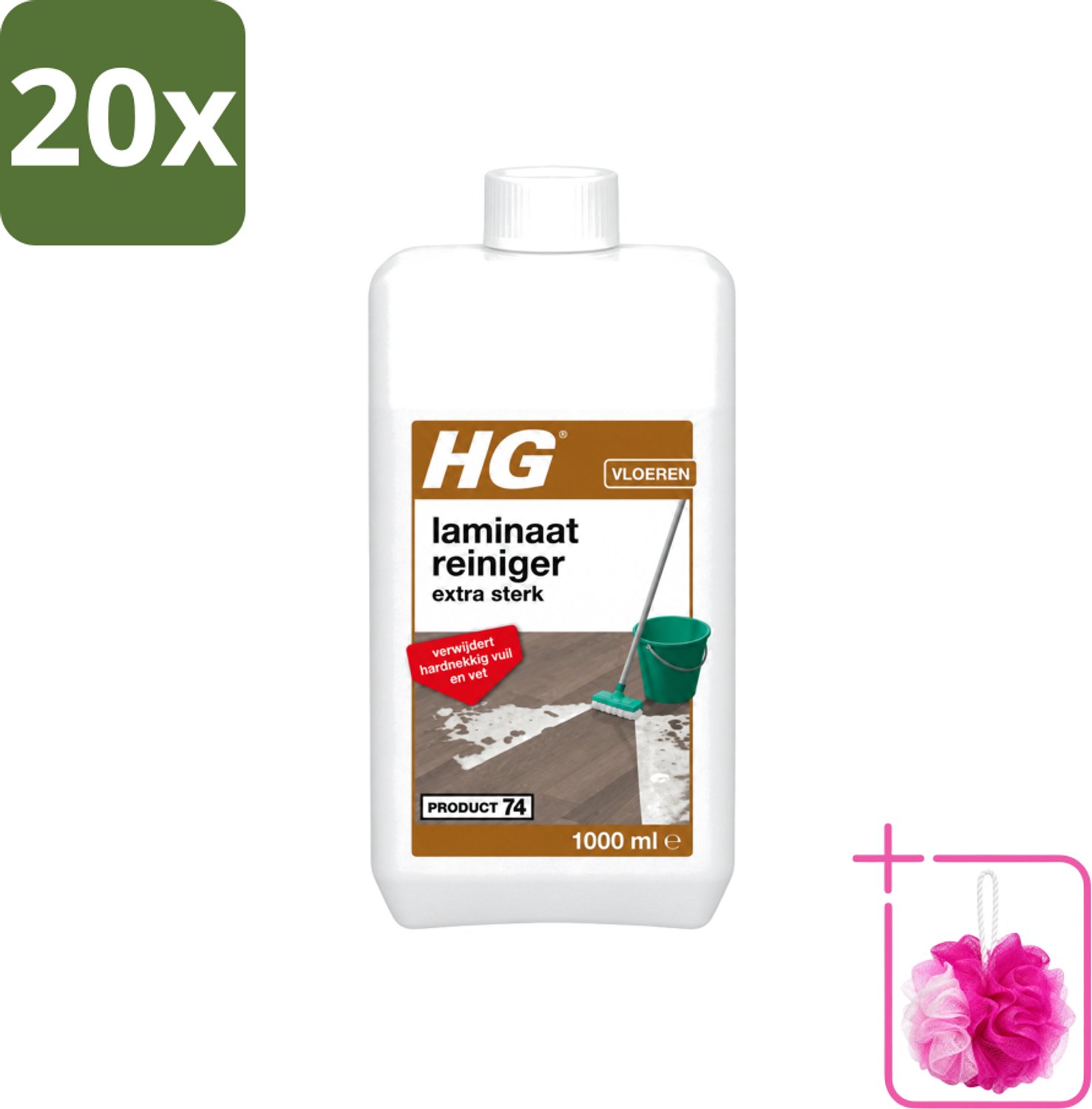 20 x HG - Laminaat, Vinyl & PVC Reiniger - Extra Sterk - Verwijdert Hardnekkig Vuil & Vet - 1L - Bulkverpakking - Laminaatreiniger - Douchemop - Laminaat reinigen