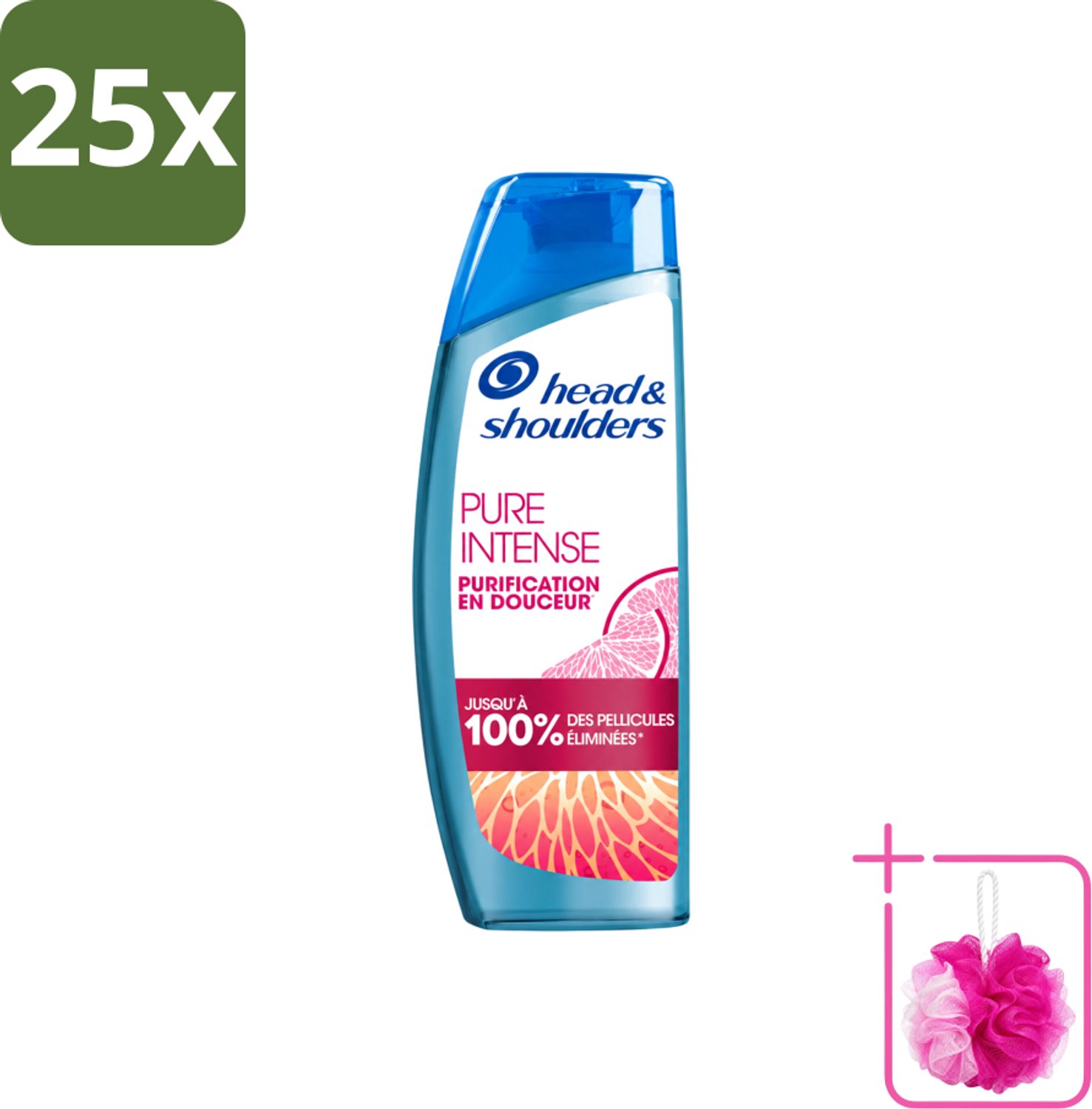 25 x Head & Shoulders - Anti-Roos Shampoo - Pure Intense - Grapefruit - 250 ml - Bulkverpakking - Anti-roos shampoo - Douchemop - Vet hoofd