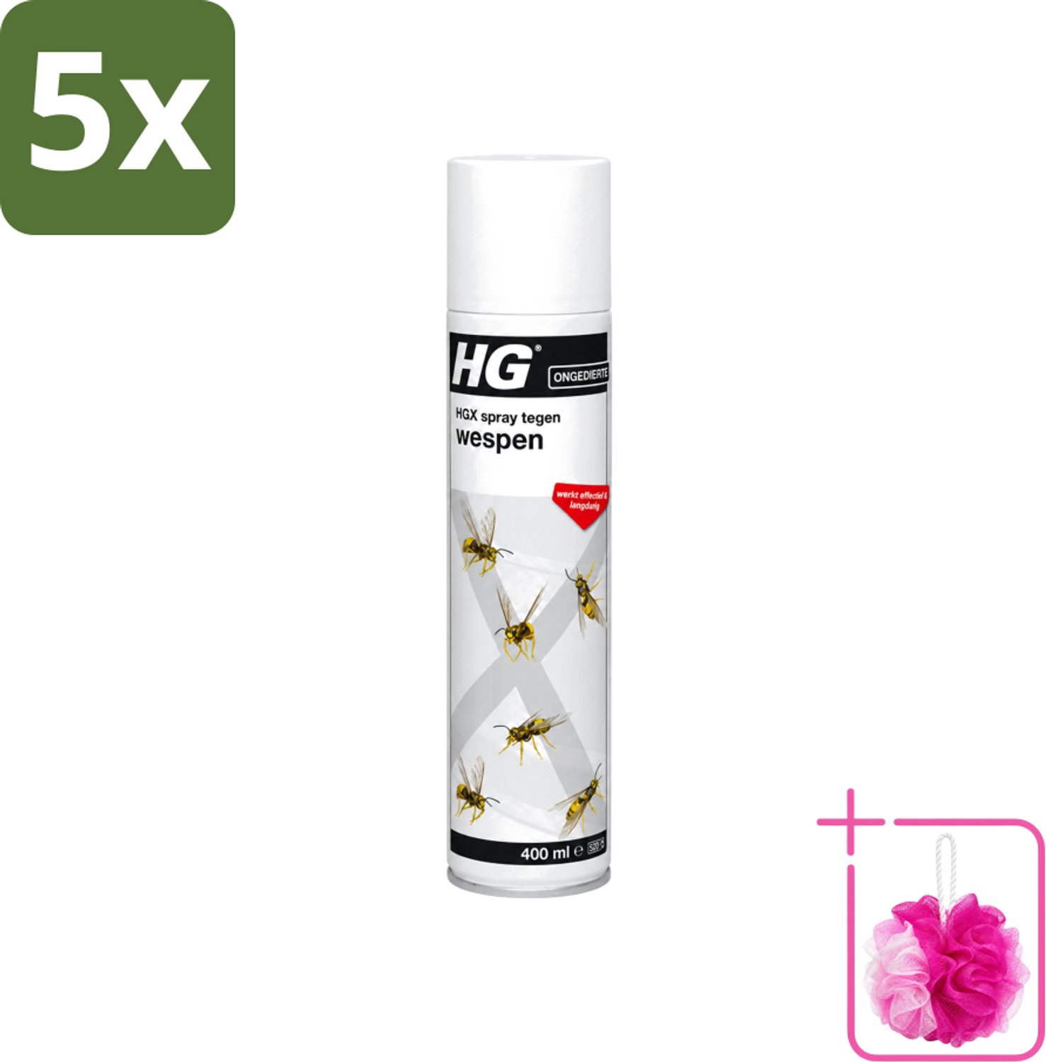 5 x HG X - Spray Tegen Wespen - Effectief & Langdurig - 400 ml - Bulkverpakking - Wespenbestrijding - Douchemop - Wespenbestrijding spray