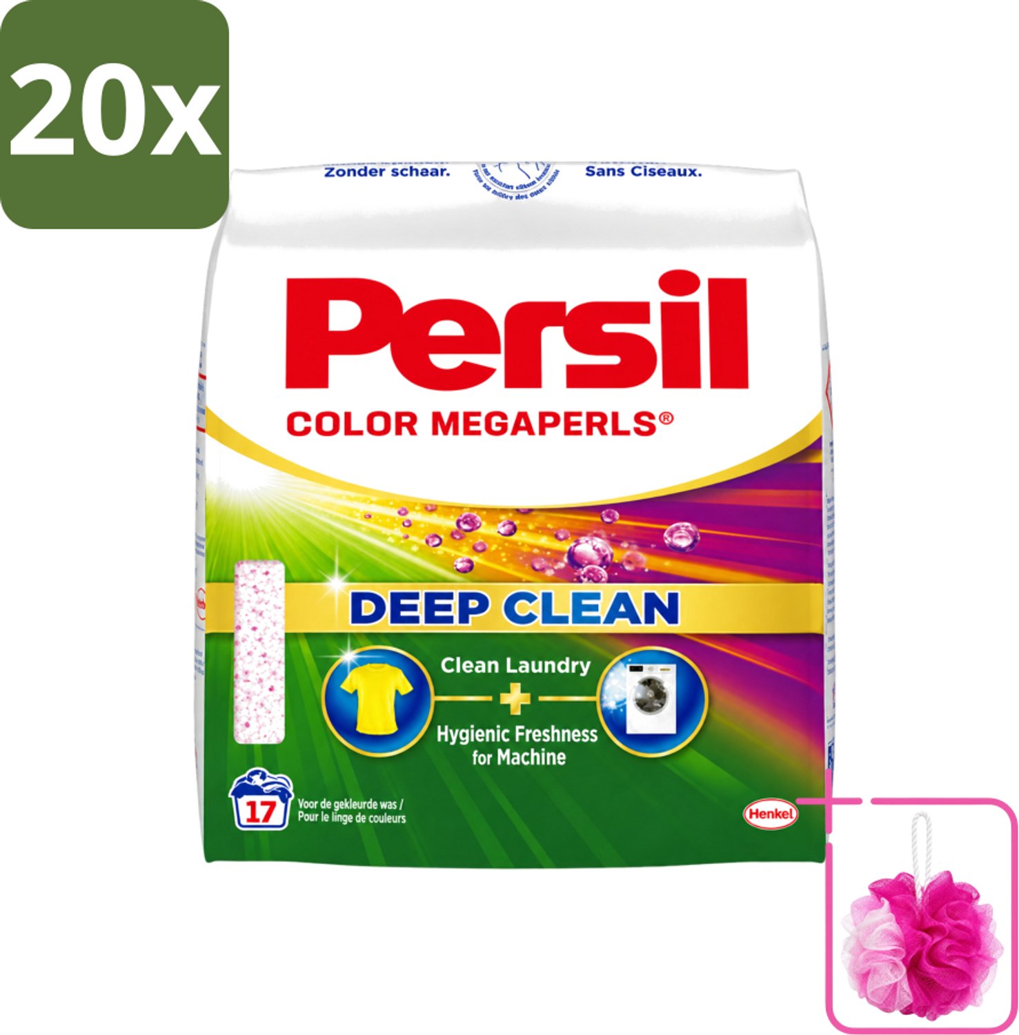 20 x Persil Color Megaperls - Deep Clean - Waspoeder - Gekleurde Was - 17 Wasbeurten - Bulkverpakking - Waspoeder - Douchemop - Wasbeurt