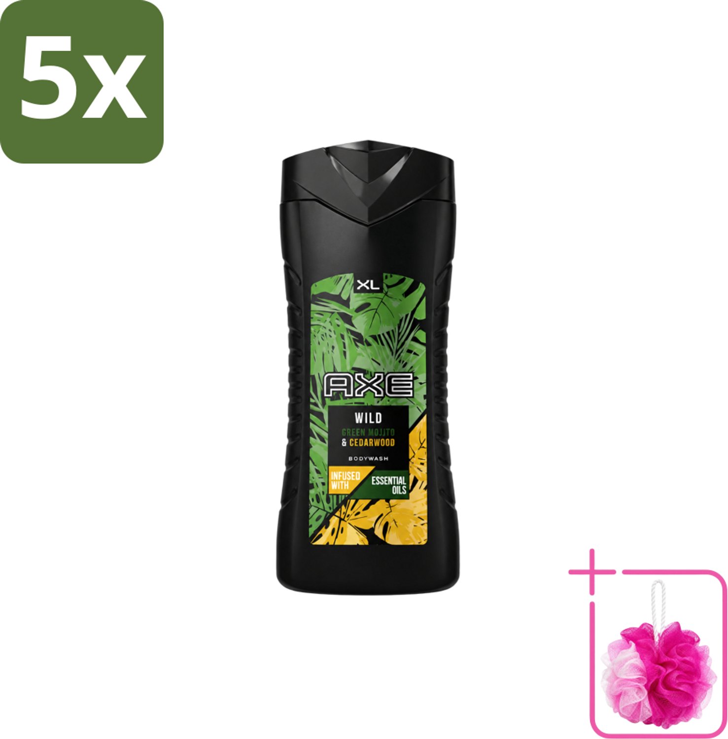 5 x AXE - Douchegel - Wild - 400 ml - Bulkverpakking - Douchegel - Douchemop - Frisheid