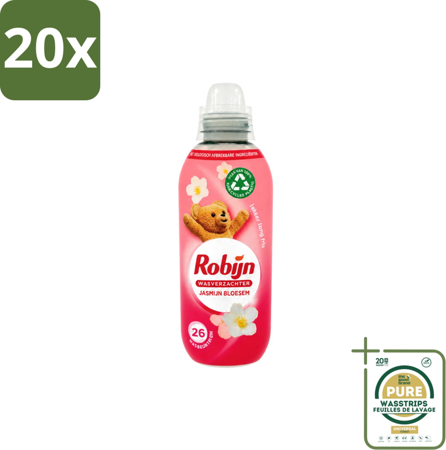 20 x Robijn – Wasverzachter – Jasmijn Bloesem – 650 ml - Wasstrips - Wasverzachter Jasmijn Bloesem - Wasverzachter - Wasverzachter Jasmijn - Wasverzachter Voor Kleding - Wasverzachter Voor Was