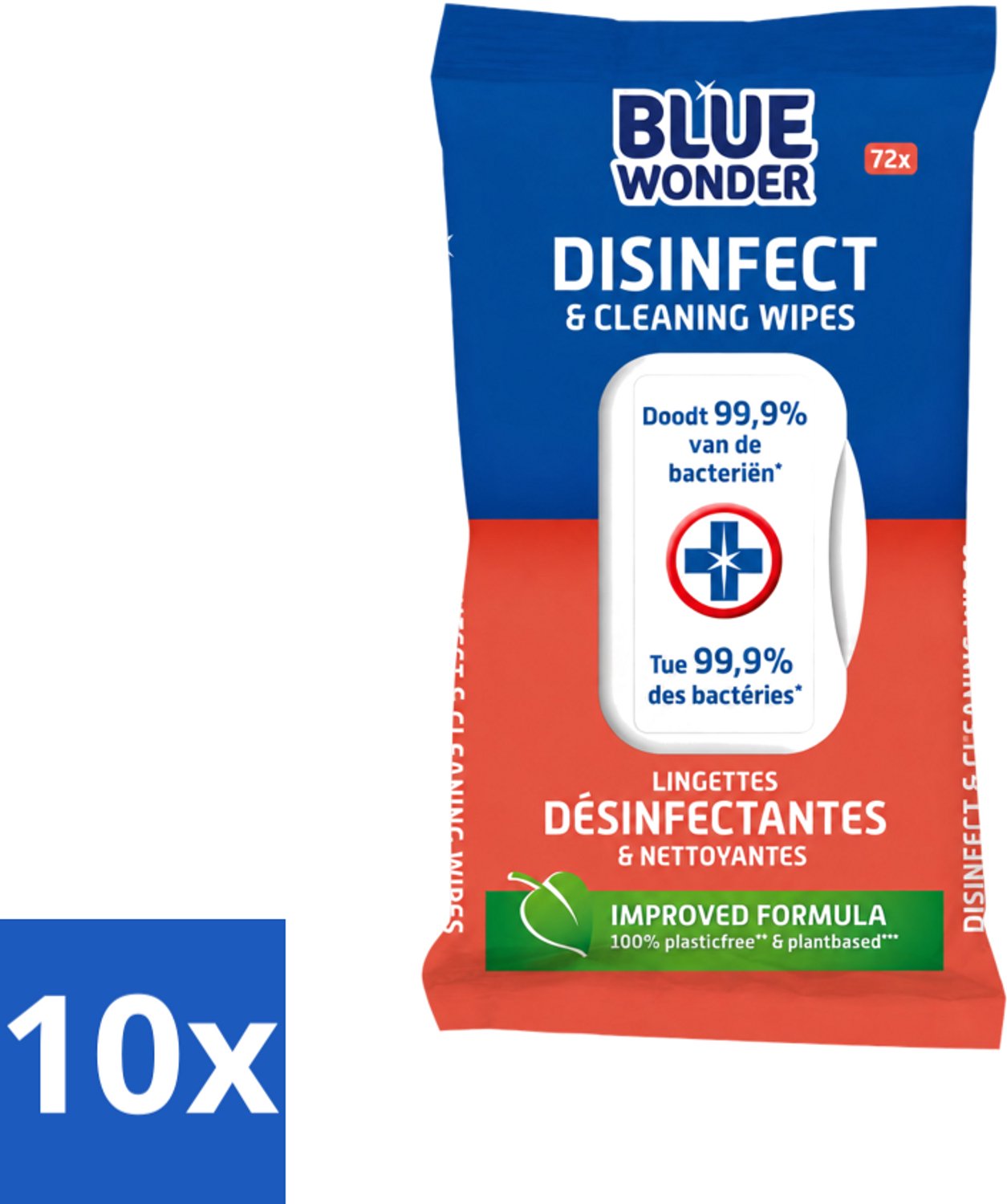 10 x Blue Wonder - Desinfectie Reiniger- Hygiënische Reiniging - 72 Doekjes - Voordeelverpakking - 10 stuks