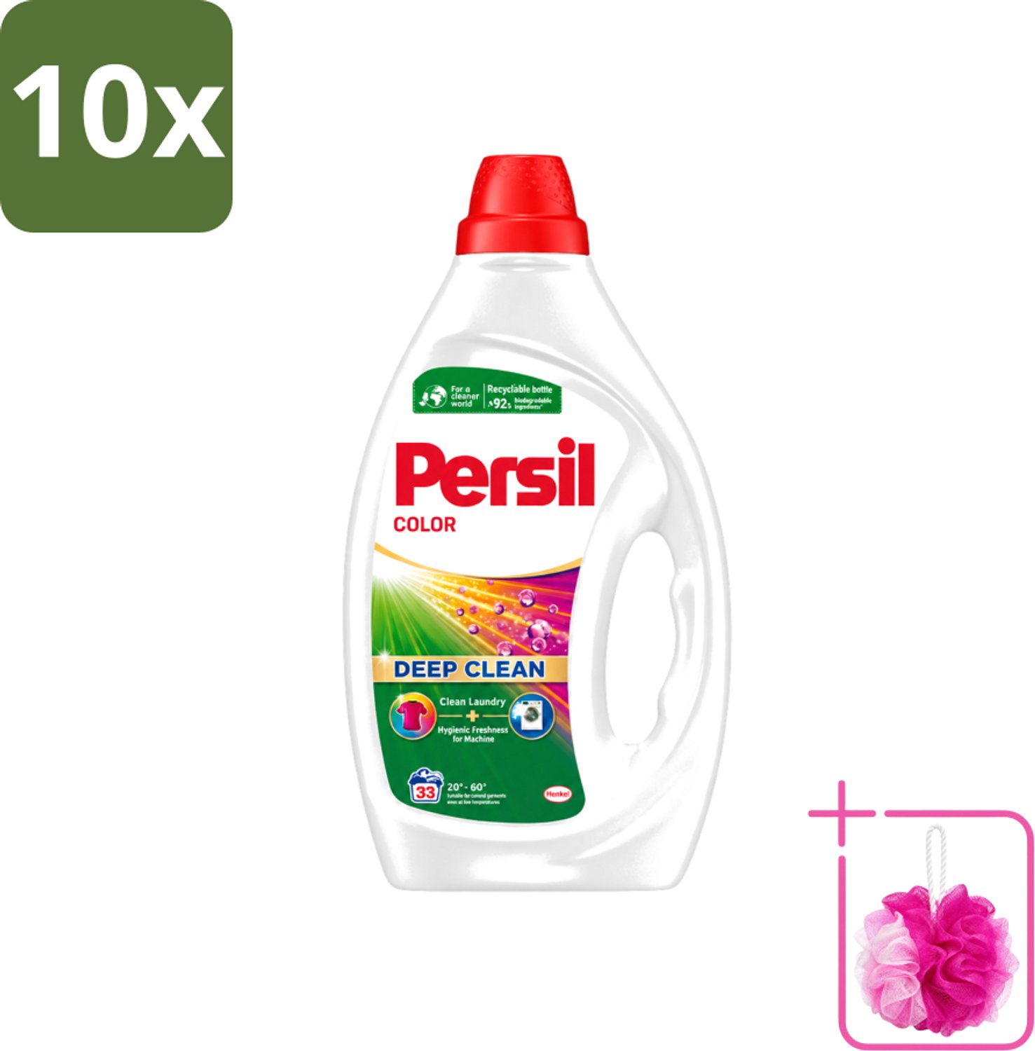 10 x Persil Color - Vloeibaar Wasmiddel - Gekleurde Was - 33 Wasbeurten - Bulkverpakking - Persil Color Gel - Douchemop - Vloeibaar wasmiddel