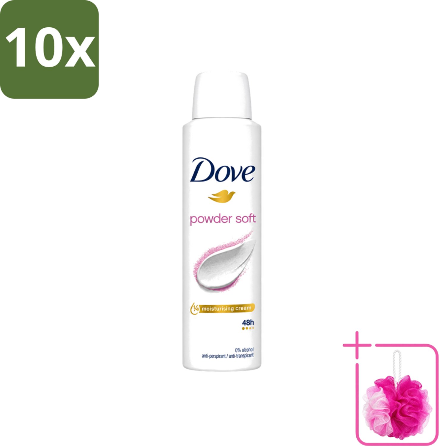 10 x Dove - Deospray - Powder Soft - 150 ml - Bulkverpakking - Deodorant - Douchemop - Poeder