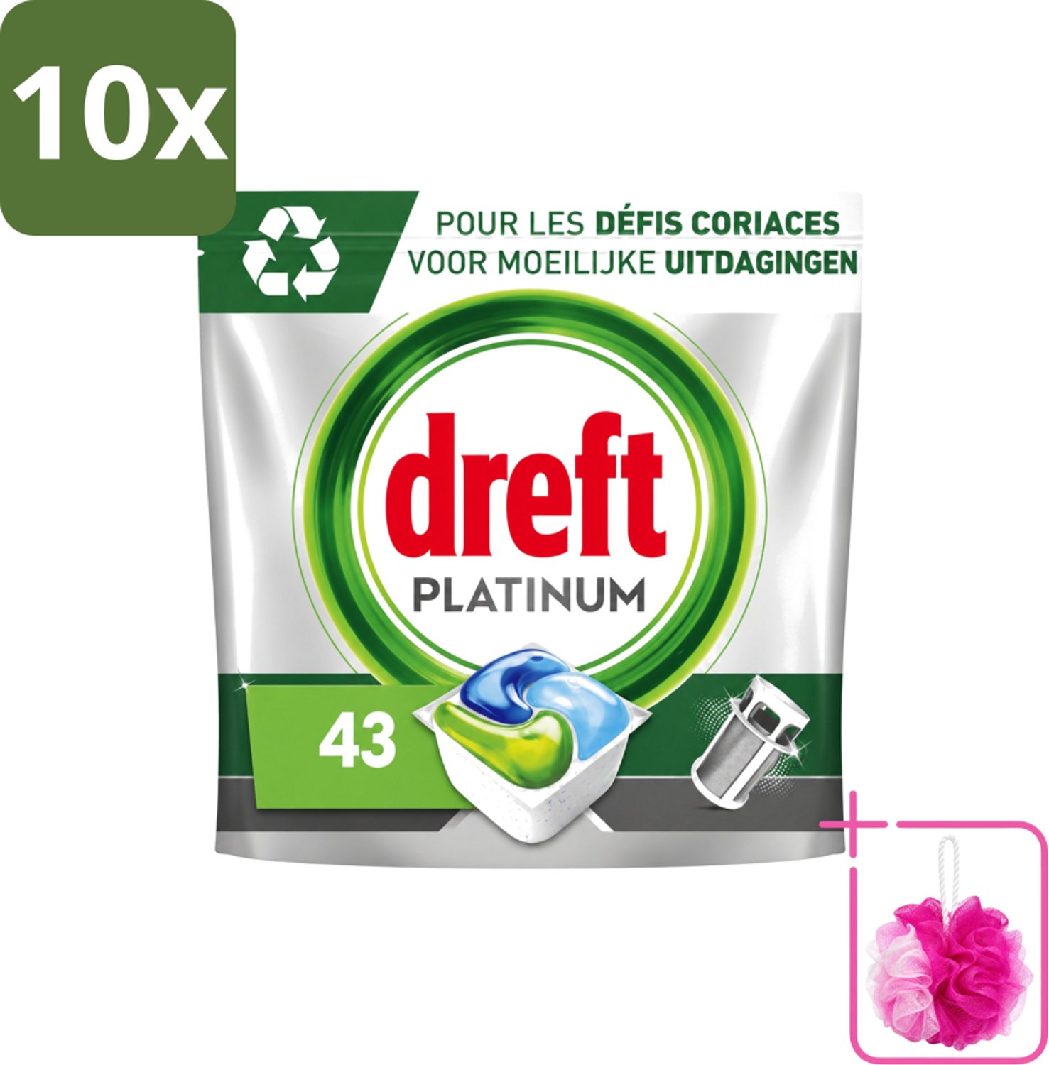 10 x Dreft Platinum - All In One - Vaatwascapsules - 43 Afwasbeurten - Bulkverpakking - Vaatwasmiddel - Douchemop - Vaatwascapsules