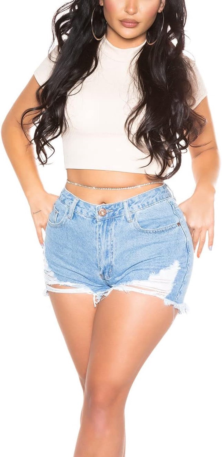 Turtle neck crop top met veters, beige, Eén maat
