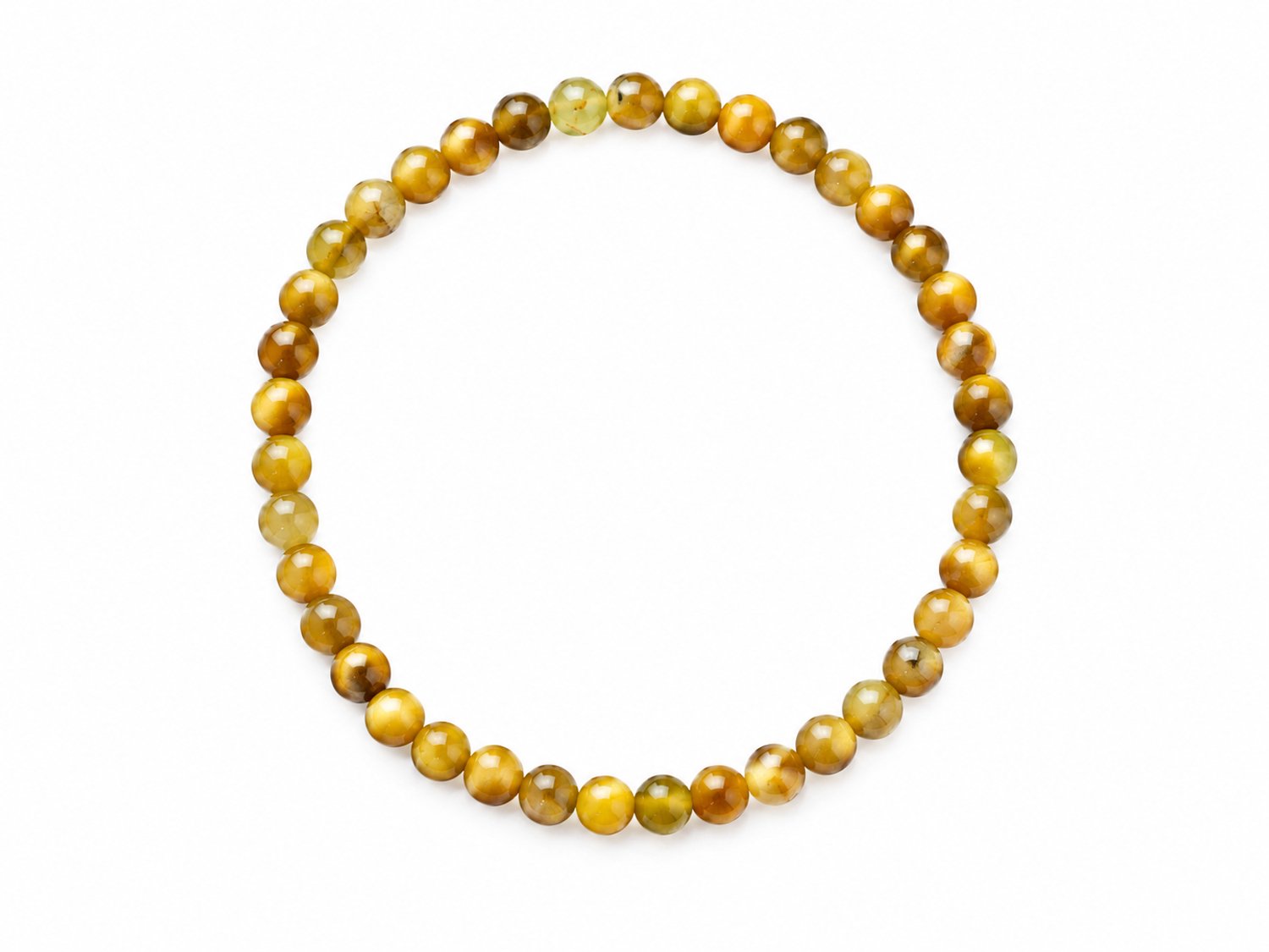 Gele Tijgeroog Armband 17 cm – 4 mm kralen – Natuursteen kralenarmband – Elastische armband voor dames en heren – Armband met kleine kralen – Fijne armband – Tijgeroog – Gele tijgeroog – Tijgeroog - Armband