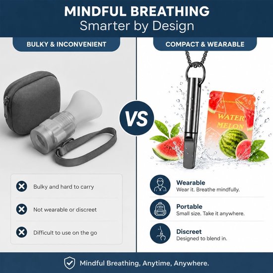 1 Stuks Rookstop Hulpmiddel met Watermeloenfilters, Nicotinevrij & Chemievrij Ademhalingsketting Ademtrainer, Anti-Stress Hulp om te Stoppen met Roken, Draagbaar voor Onderweg (B) — afbeelding 3