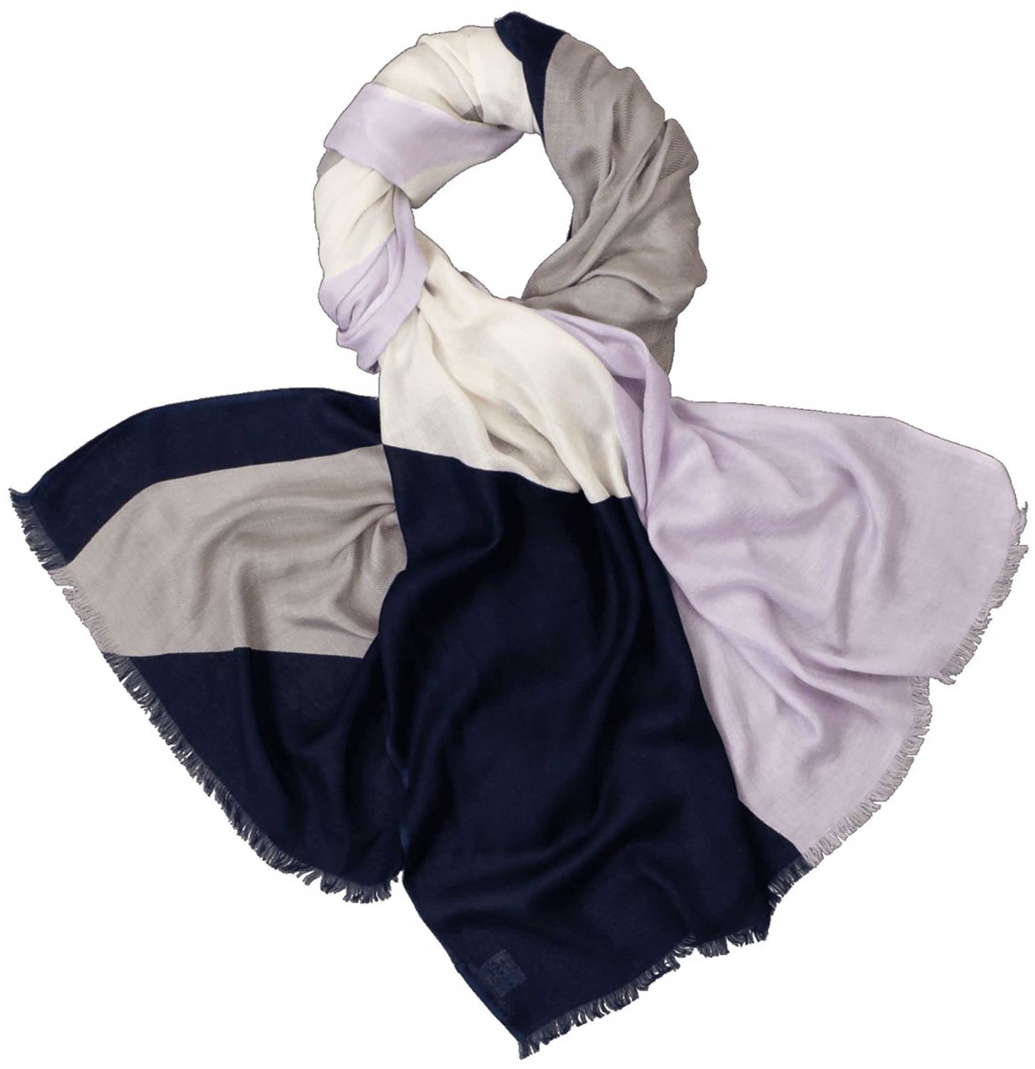 LINDENMANN dames sjaal - blauw gestreept