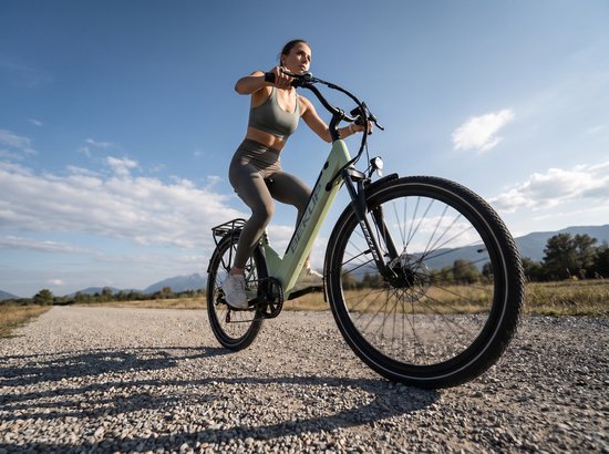 26-inch Elektrische Fiets - 250W Motor - Actieradius 75-100km -36V 14.5Ah Accu - Stadsfiets voor Dames en Heren Groen — afbeelding 3