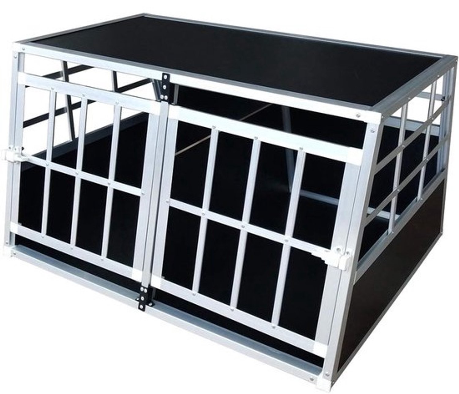 Hondentransportbox - Reisbox Kooi - Veilig Vervoer - Verwijderbare Tussenwand - 89 x 69 x 50 cm - Aluminium