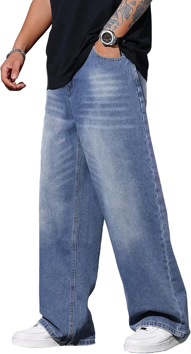 Jeans voor heren, brede skater, hiphop skateboard, casual losse denimbroek in Y2K streetwear-stijl