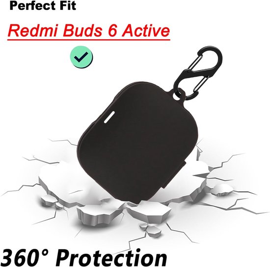 Hoesje voor Redmi Buds 6 Active, stootvaste beschermhoes en huid, beschermhoes voor Redmi Buds 6 Active met sleutelhanger (zwart) — afbeelding 2
