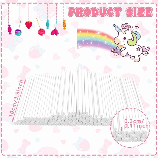 50 stuks cakepopstelen, stelen voor cakepops van papier, 10 cm cake-pop-stelen, lollipop sticks, voor snoep, bakken doe-het-zelf, taartdecoratie — afbeelding 2