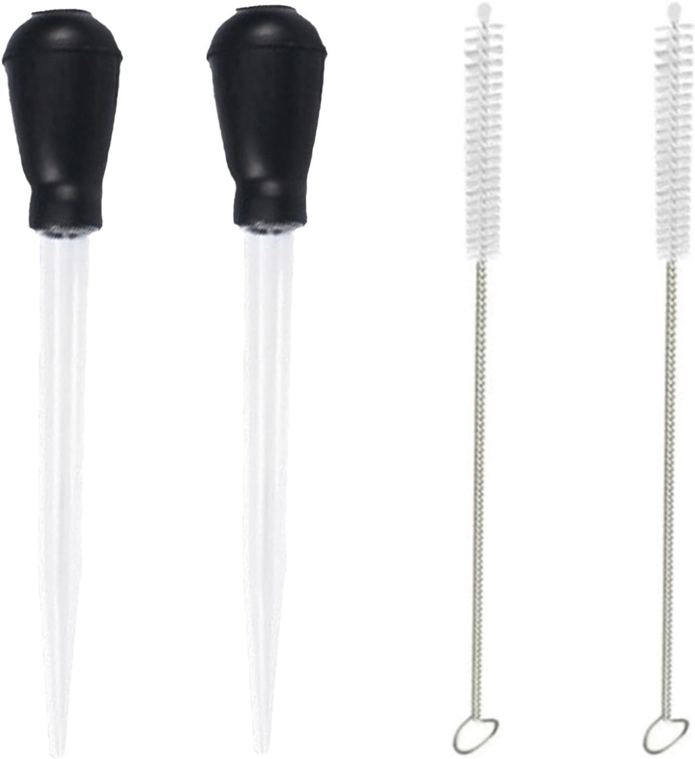 2 grote druppels, 2 reinigingsborstels, kalkoendruppelaar voor keuken, kip, spuit voor aquarium, druppelapparaat met lange punt van rubber, keukenspuit