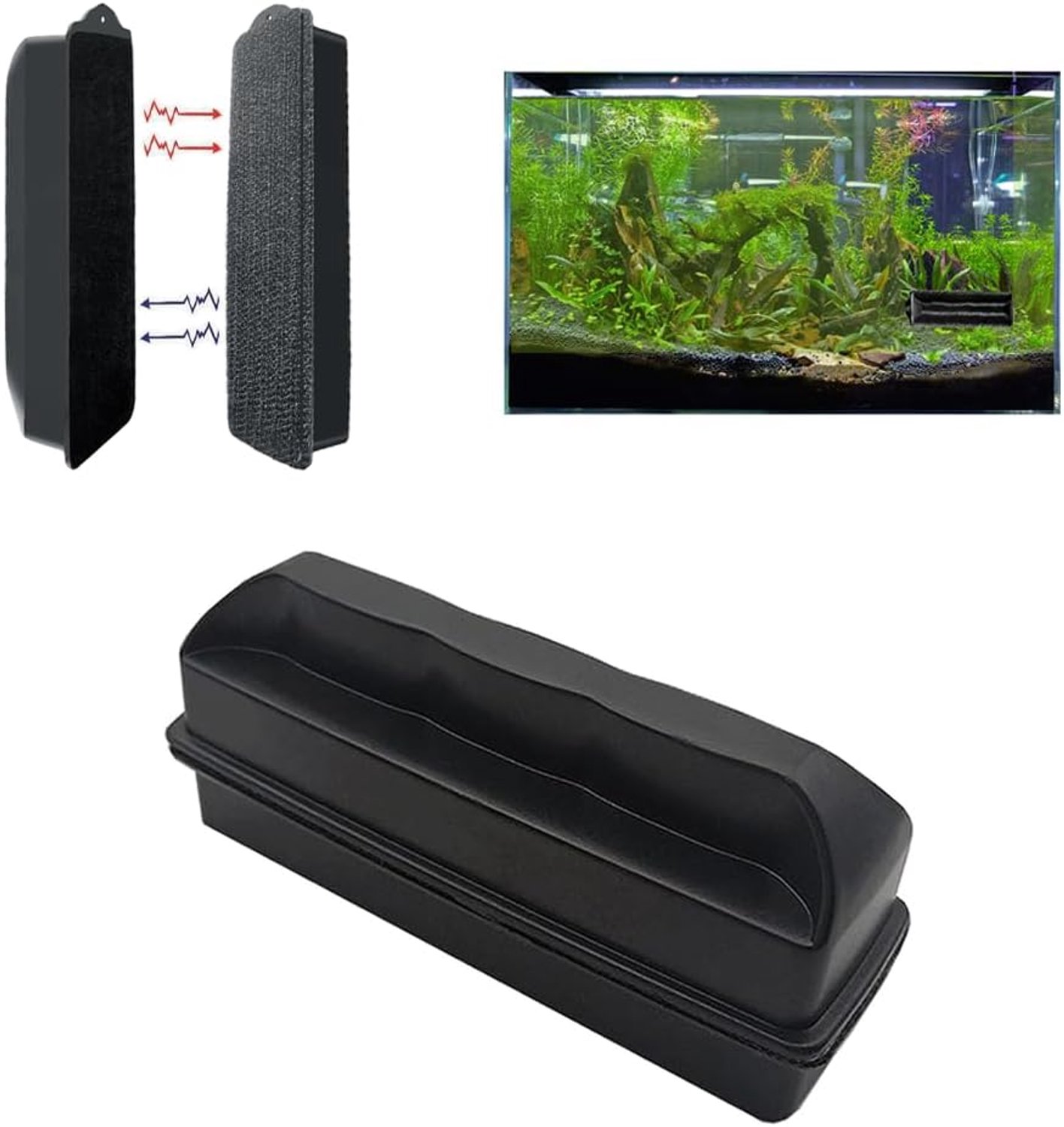 Sterke magnetische borstel, algenmagneet, ruitenreiniger, magneet, aquarium, ruitenreiniger, aquariumreinigingsaccessoires, geschikt voor het reinigen van glas met een dikte ≤ 10