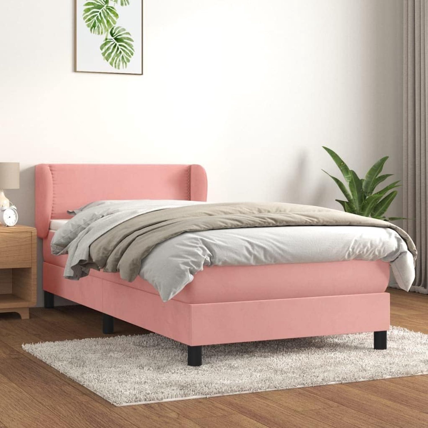 Boxspringbed Verstelbaar hoofdbord Standaardmodel Roze 100x200 cm