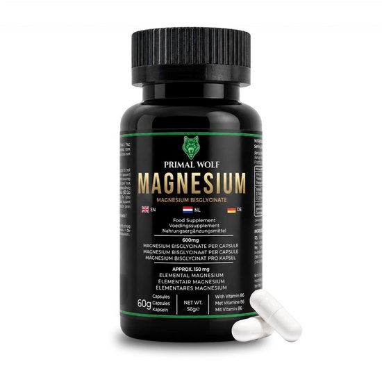 Primal Wolf Magnesium Bisglycinaat - Vitamine B6 - 60 Capsules