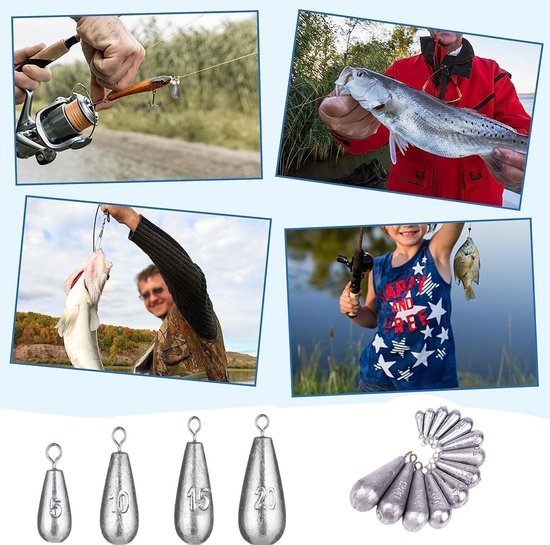50x Vislood Druppelvorm 5g-20g - Merkloos Vis Accessoire — afbeelding 2