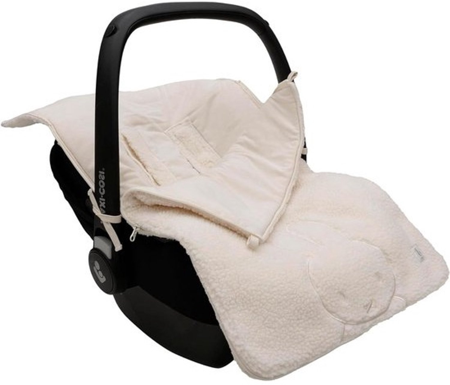 babyvoetenzak - voor de kinderwagen - muts - warm en comfortabel - met teddyvoering - met capuchon - 42 x 82 cm