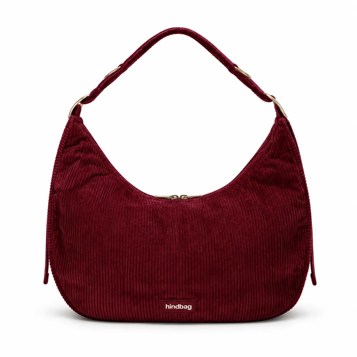 Hindbag schoudertas Bianca velours bordeaux - biologisch katoen