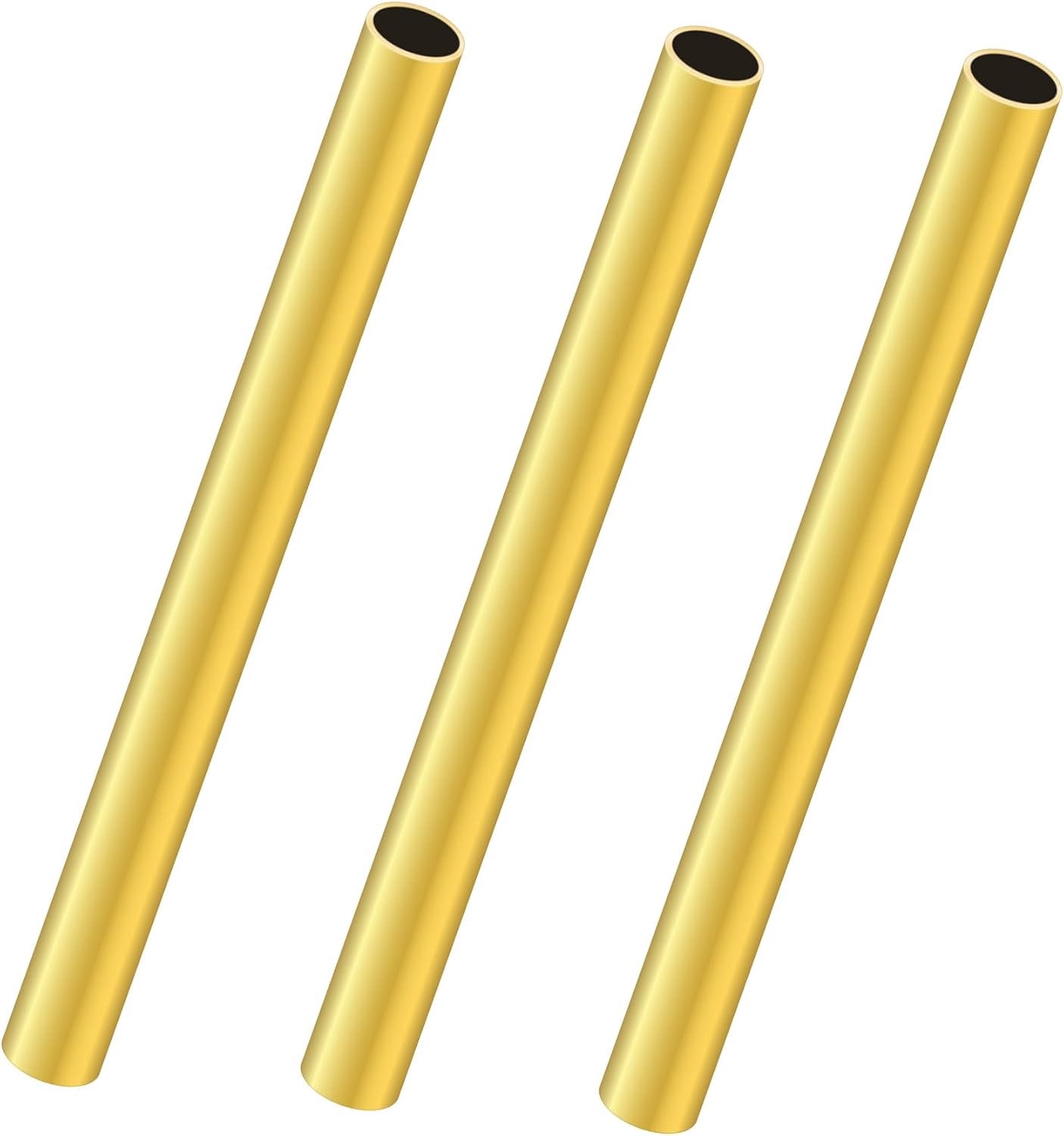Messing buis 8 mm OD x 0,5 mm wanddikte x 200 mm lengte, naadloze ronde messing buizen voor doe-het-zelf handwerk (3 stuks)