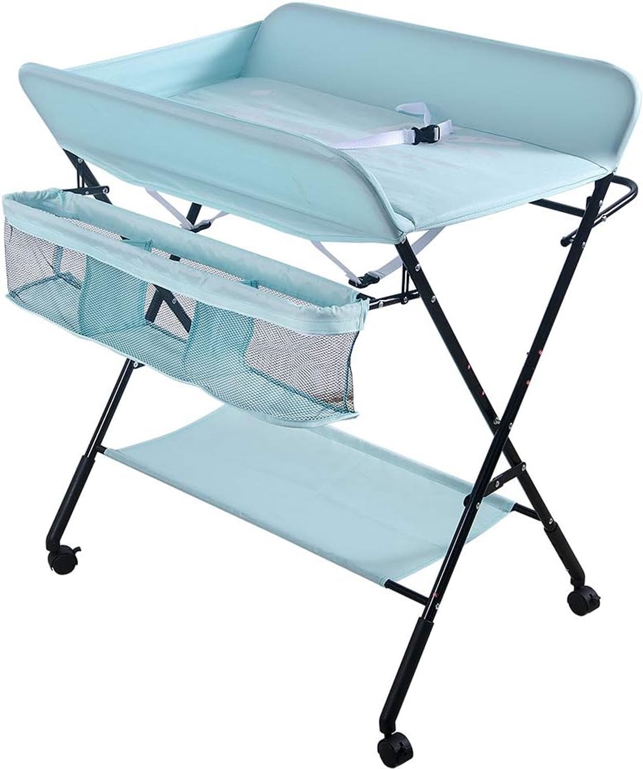 Opvouwbaar, draagbaar, luiertafel voor baby's, opvouwbaar en draagbaar, in hoogte verstelbaar (hemelsblauw)