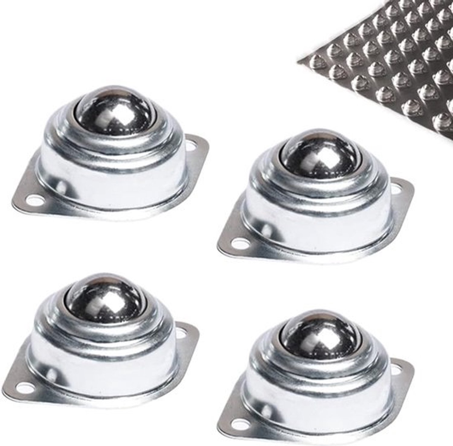Kogelwielenset - Transportrollen - Voor meubelmontage - Hoge draagkracht - 2 inch wiel - Zilver