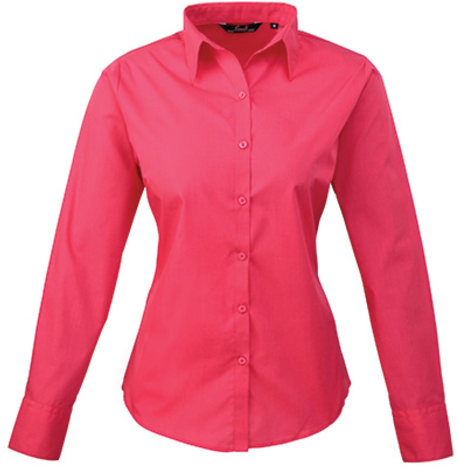 Premier Workwear - Women´s Poplin Long Sleeve Blouse - Hot Pink - 38 (S/10)