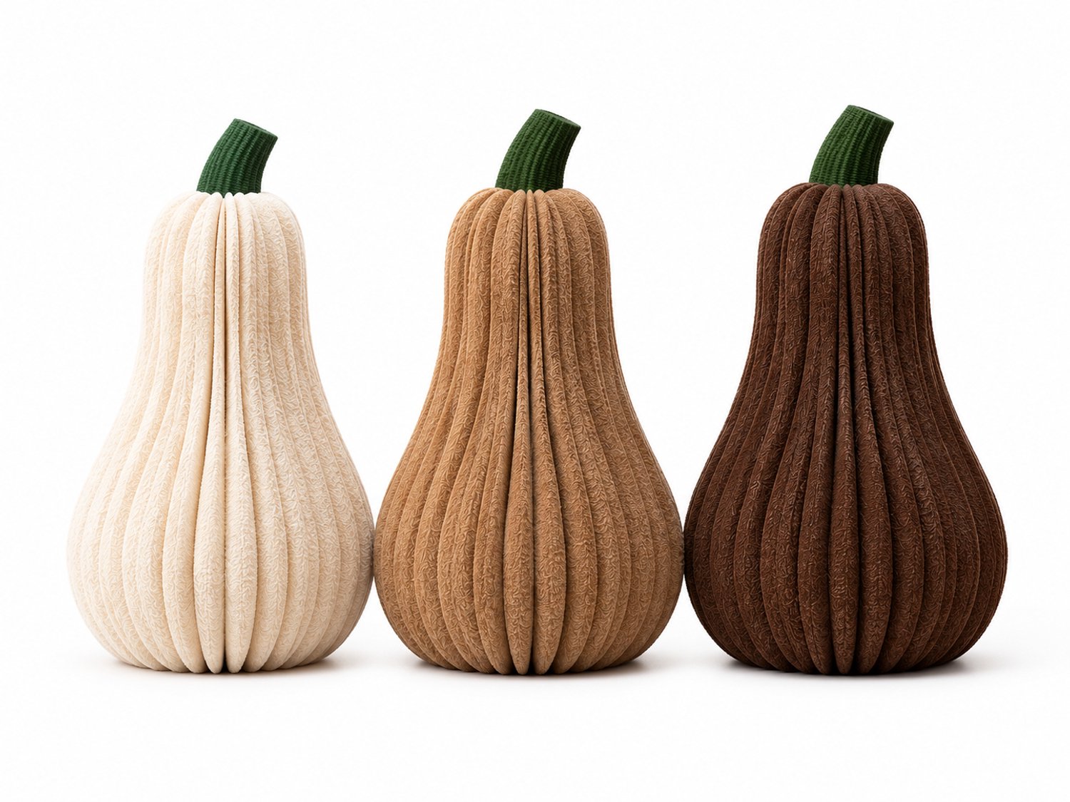 Geribbelde pompoen decoratieset – 3 stuks – 3D-geprinte herfstdecoratie
