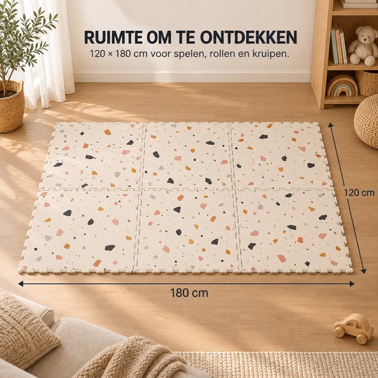 StrongFlow baby speelmat van foam - Terrazzo - Kruipmat - Zachte Vloertegels - 120 x 180 cm - Speelkleed - Zacht — afbeelding 4