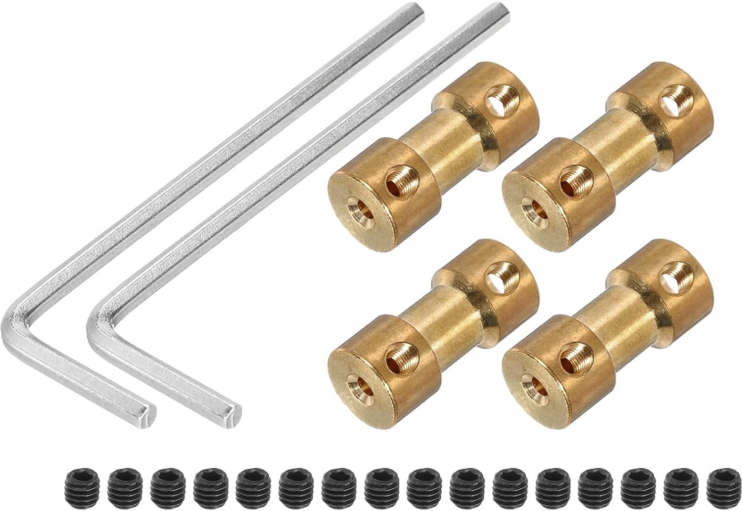 Koppeling 2 mm tot 4 mm - Messing - Stijve asverbinding - Geschikt voor 3D-printer en CNC machines - 2 stuks - m-winkel