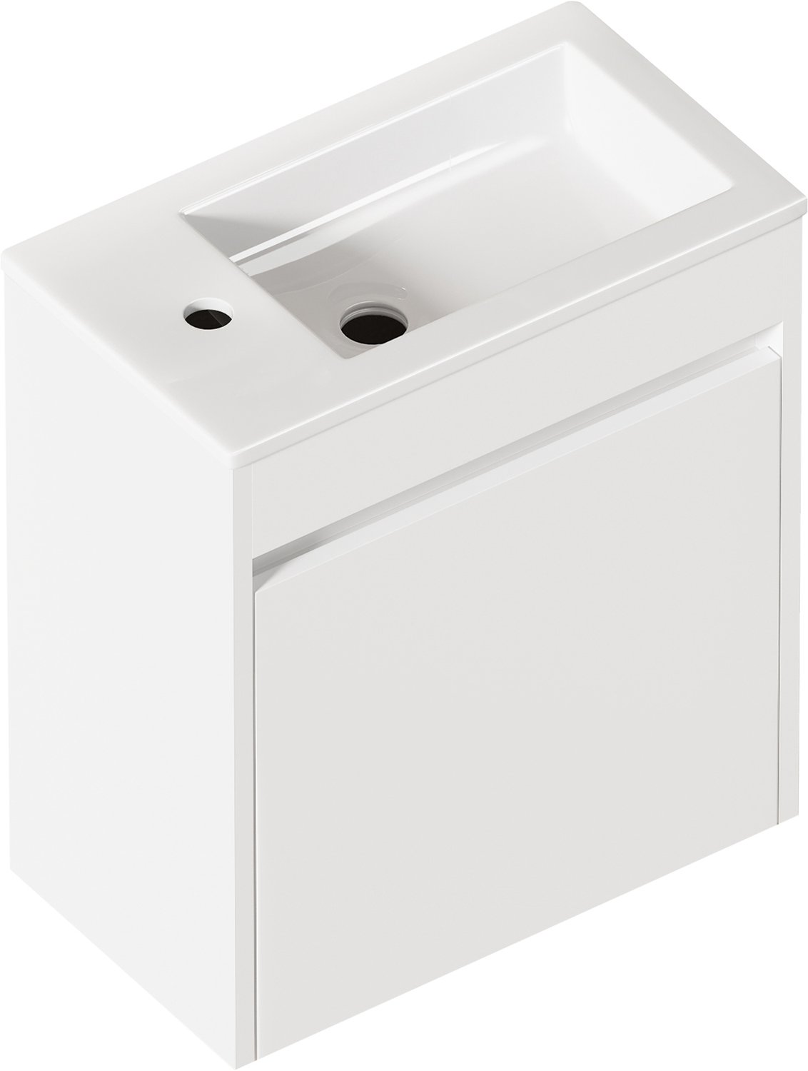 Wastafelkast - 46 cm brede badkamerkast - Met 1 zacht sluitende deur - Badkamermeubel voor kleine badkamer en gastentoilet - Wit MDF