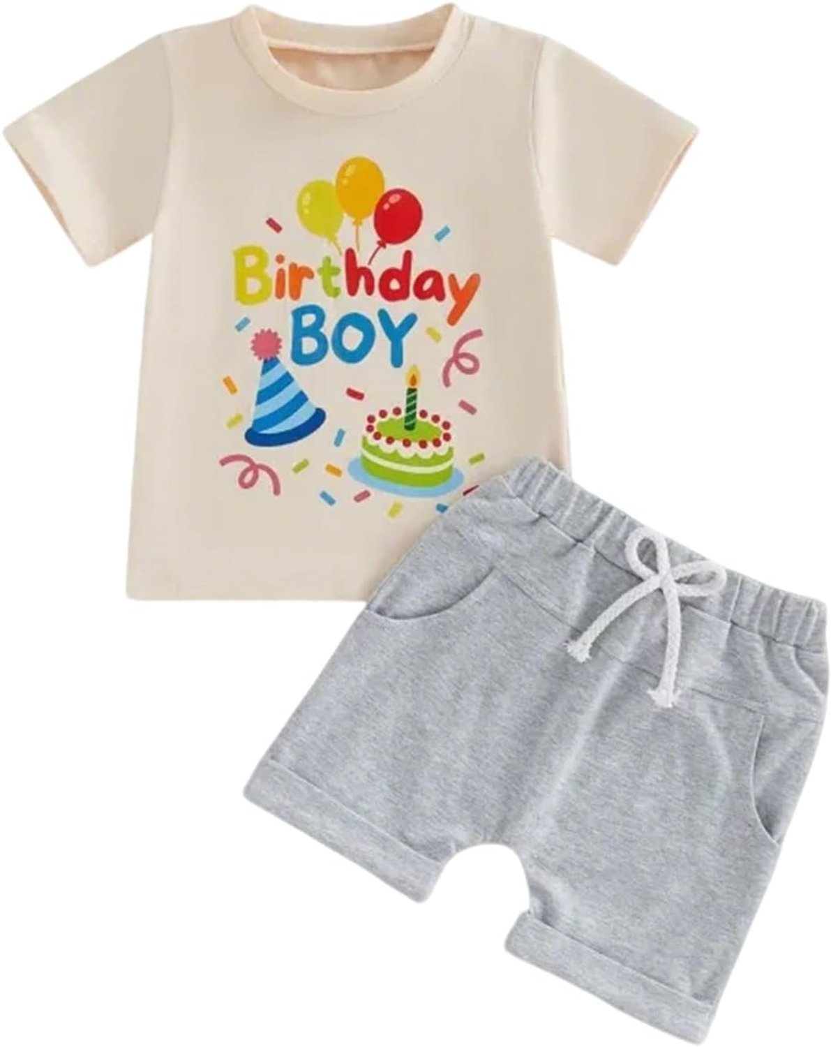 Jongens verjaardagsoutfit korte mouw shirt + short 2-delig zomer kleding set