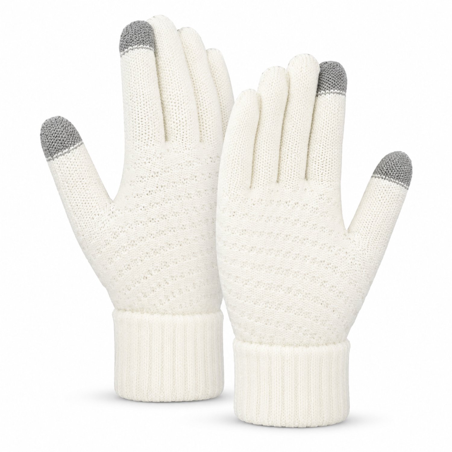 MoodLux Touchscreen Winter Handschoenen - 100% Zachte Acryl - Winddicht - Waterafstotend - Comfortabel One Size - Dames & Heren - Perfecte Pasvorm - Wit