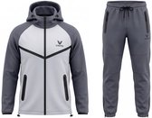 Vinto® Trainingspak Heren - Joggingpak - Sportkleding - Met Capuchon - Ritszakken - Grijs/Wit - Maat M