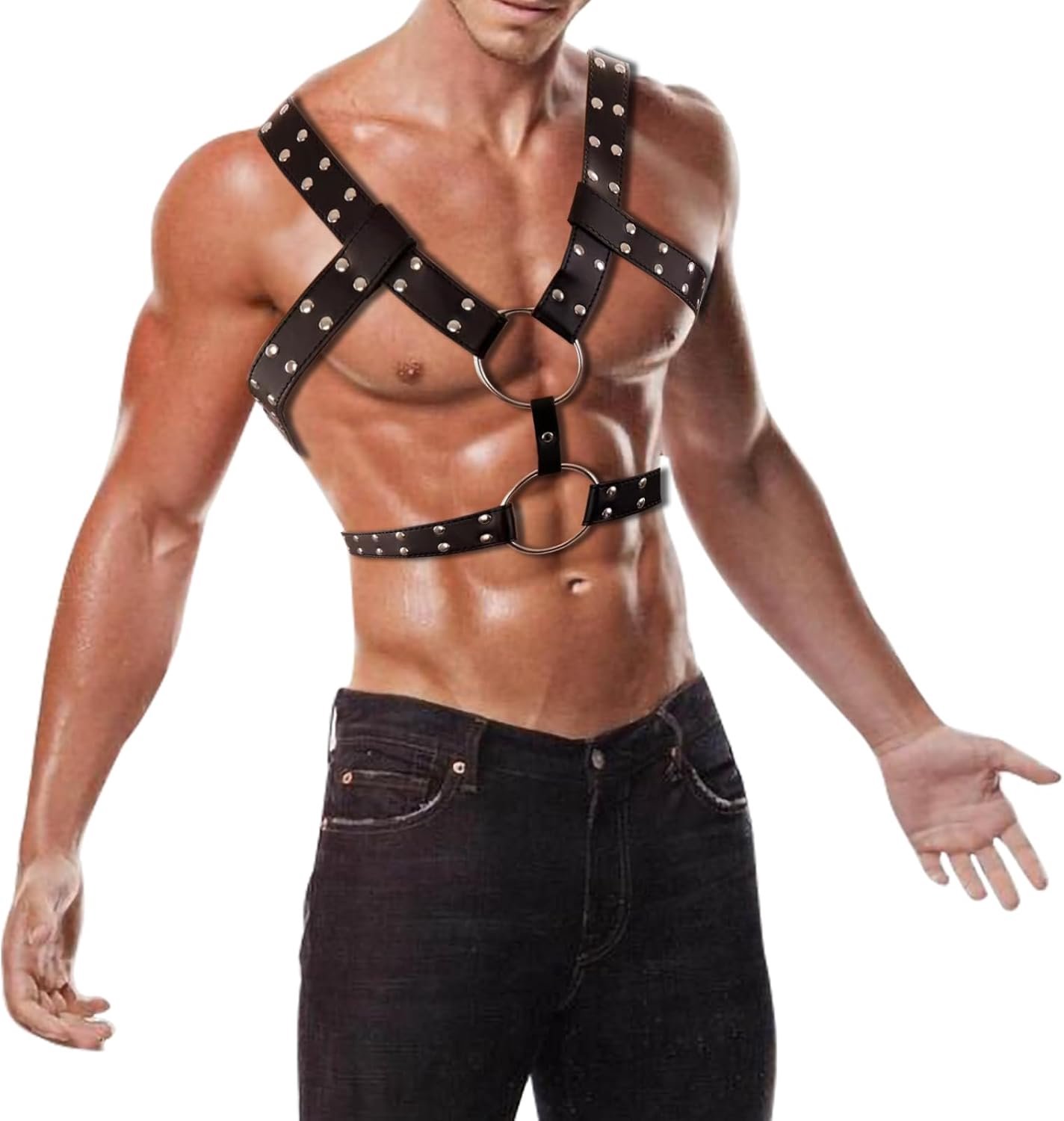 Ondergoed voor mannen, festival outfit, lederen harnas, erotische bovenkleding, fetish harnas