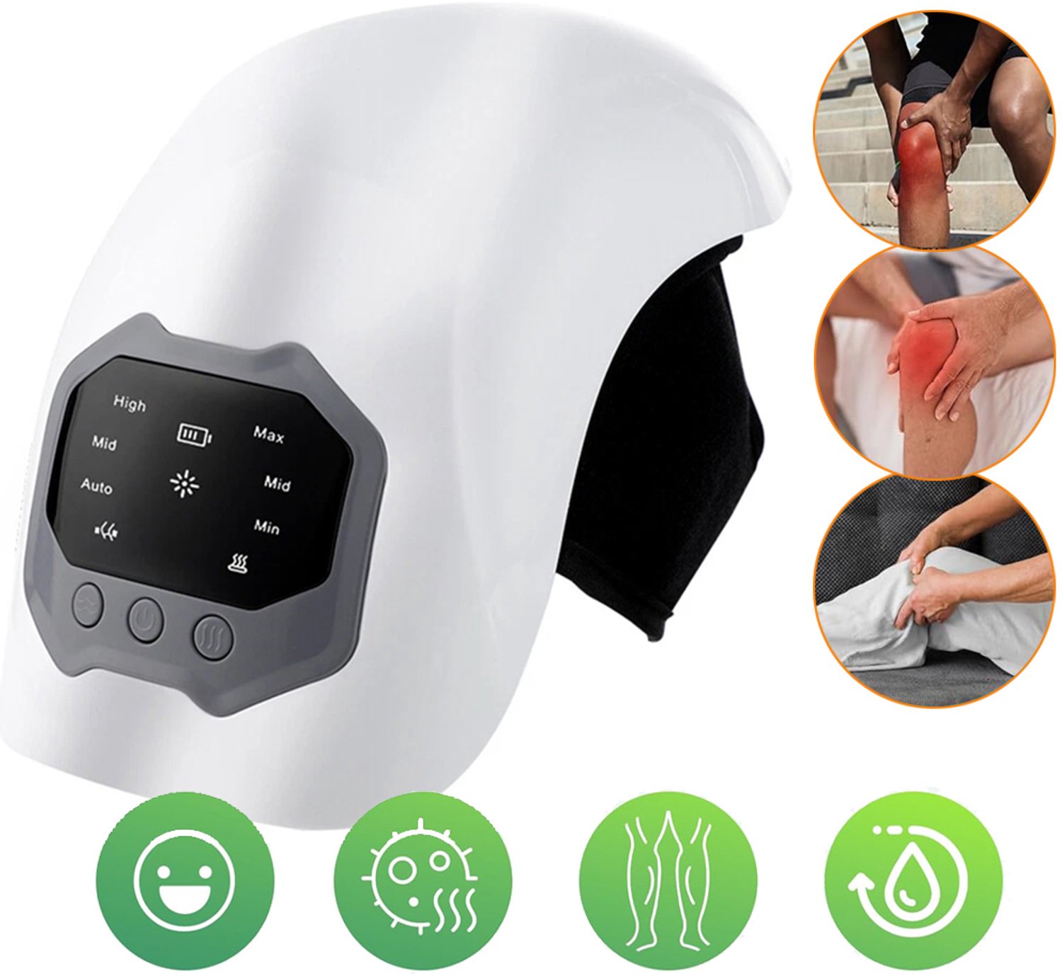 Draadloze Kniemassager Met Warmtefunctie - Kniemassageapparaat Met Rood Licht - 3 Verwarmingsstanden