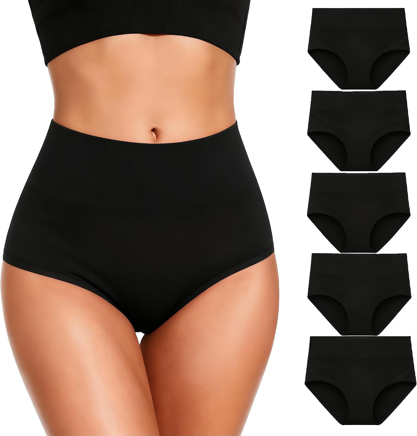 5-delige set katoenen slips met hoge taille