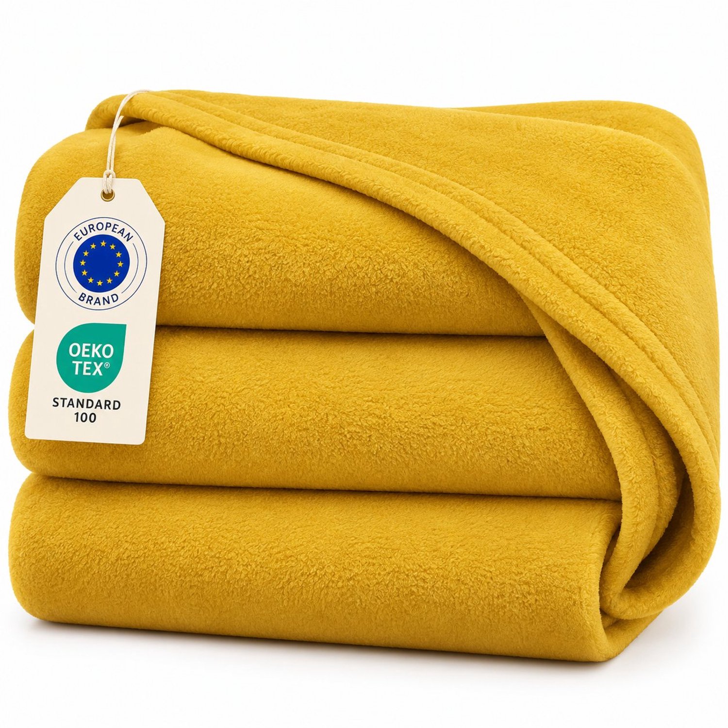 Tbeloo fleece deken zonnebloemgeel 130 x 150 cm – zachte microvezeldeken voor bank, bed of als plaid