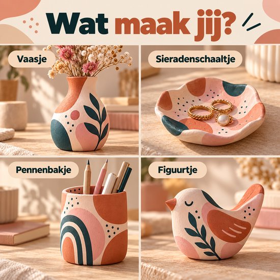 Twenty4seven® Pottenbakken Set - Luchtdrogende Klei 3 x 500 g - Knutselpakket & Knutselen - Kerst &n Sinterklaas Cadeau Kinderen - Boetseerklei Zonder Oven — cadeau in Hobby - foto 3