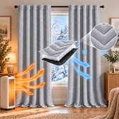 Lapamax Isolerende Gordijnen Kant-en-Klaar-Thermische Gordijnen 600 GSM+-Verduisterende Gordijnen 3-Lagen Fleece-Geluiddempend Verduisteringsgordijn-Scheidingsgordijn Tunnel/Achterlussen/Haken-Grote Ramen&Kamerverdeler-Grijs-B200 x H260 cm-2 Stuks