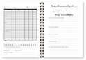 Open pagina's met een voedingsschema en een wekelijkse evaluatiepagina om gewicht en gevoelens bij te houden.