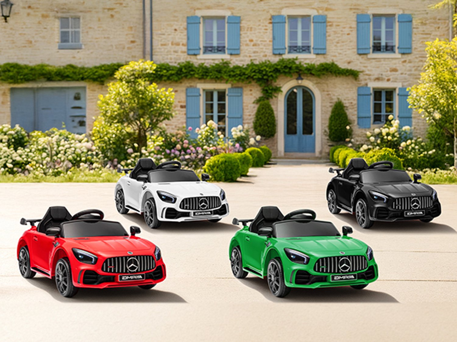 LEADZM Mercedes-Benz AMG GTR elektrische kinderauto, met 2.4G-afstandsbediening, led-koplampen, MP5, claxon en muziek, groente